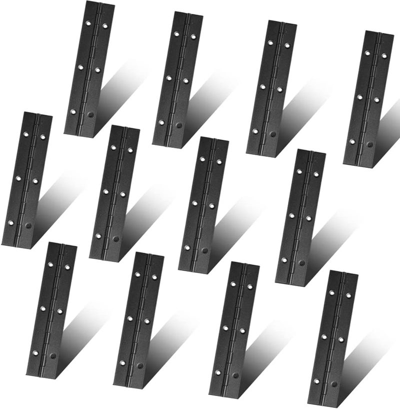 FVSEC 12 Pack 6 Inch Piano Hinge, Heavy Duty Continuous Hinge with Holes for Cabinets Boat Marine Door, 304 Stainless Steel 0.04" Leaf Thickness 1.2'' Open Width (Black) - Image 1
